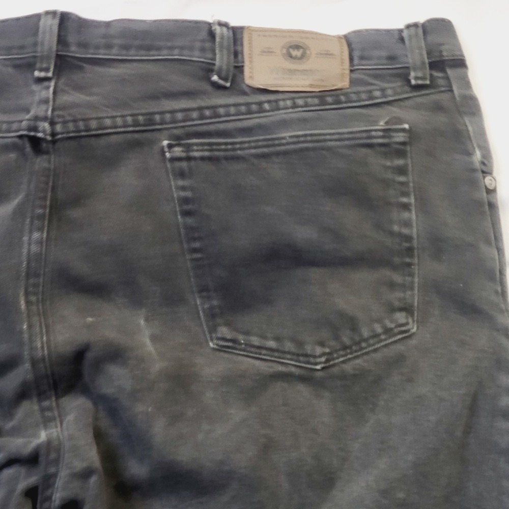 Wrangler Vintage Mens Faded Black Straight Leg Denim Jeans 42x30 - J73 - Picture 8 of 11